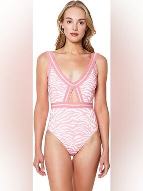 Sanctuary Modern Kitty Cutout One-piece Swim Suit Peachy Pink Size Small NWT